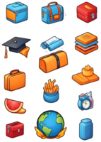 office supplies icon set, illustration ai generative png