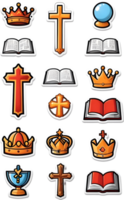 a set of icons with crowns, crowns, and other religious symbols ai generative png