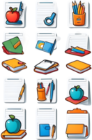 office supplies icon set, illustration ai generative png