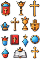 a set of icons with crowns, crowns, and other religious symbols ai generative png