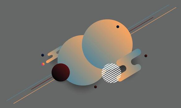 Geometric circle gradient shape pattern with line. vector