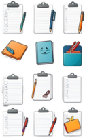 office supplies icon set, illustration ai generative png