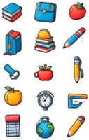 colegio autobús icono colocar, conjunto de colegio autobús iconos, colegio autobús iconos, colegio autobús iconos, ai generativo png