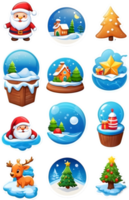 santa claus and christmas icons set  ai generative png