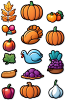 thanksgiving food icons set ai generative png