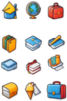 office supplies icon set, illustration ai generative png