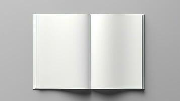 3D Rendering of Opened Blank White A4 Magazine Brochure Mockup photo