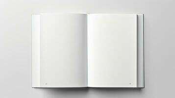 3D Rendering of Opened Blank White A4 Magazine Brochure Mockup photo