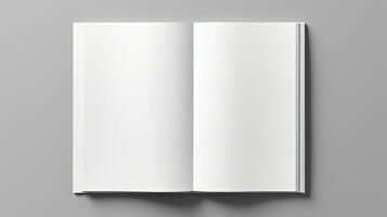 3D Rendering of Opened Blank White A4 Magazine Brochure Mockup photo