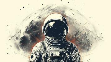 Generative AI, Astronaut in spacesuit, letterpress vintage style photo