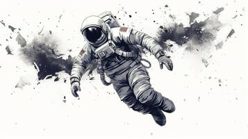 Generative AI, Astronaut in spacesuit, letterpress vintage style photo