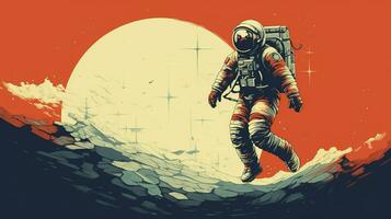 Generative AI, Astronaut in spacesuit, letterpress vintage style photo