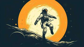 Generative AI, Astronaut in spacesuit, letterpress vintage style photo