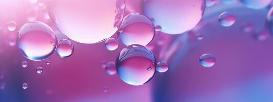 generativo ai, resumen pastel rosado azul púrpura antecedentes con iridiscente mágico aire burbujas, fondo de pantalla con vaso pelotas o agua gotas foto