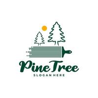 Pine Tree with Paint logo design vector. Creative Pine Tree logo concepts template vector