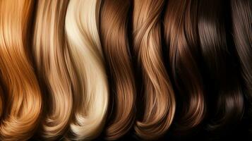 Generative AI, Beauty salon hair extensions different color samples photo