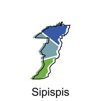 mapa ciudad de sipispis, mapa provincia de norte Sumatra ilustración diseño, mundo mapa internacional vector modelo con contorno gráfico bosquejo estilo aislado en blanco antecedentes