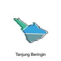 mapa ciudad de tanjung beringina, mapa provincia de norte Sumatra ilustración diseño, mundo mapa internacional vector modelo con contorno gráfico bosquejo estilo aislado en blanco antecedentes