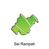 Map City of Sei Rampah, Map Province of North Sumatra illustration design, World Map International vector template with outline graphic sketch style isolated on white background