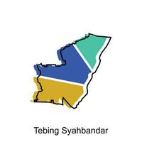 mapa ciudad de tebing syahbandar, mapa provincia de norte Sumatra ilustración diseño, mundo mapa internacional vector modelo con contorno gráfico bosquejo estilo aislado en blanco antecedentes