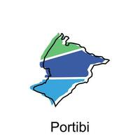 mapa ciudad de portibi, mapa provincia de norte Sumatra ilustración diseño, mundo mapa internacional vector modelo con contorno gráfico bosquejo estilo aislado en blanco antecedentes