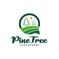 Pine Tree with Chat logo design vector. Creative Pine Tree logo concepts template vector