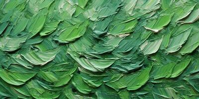 Generative AI, Green impasto abstract painting, textured color background photo