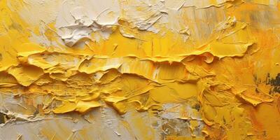 Generative AI, Yellow impasto abstract painting, textured color background photo