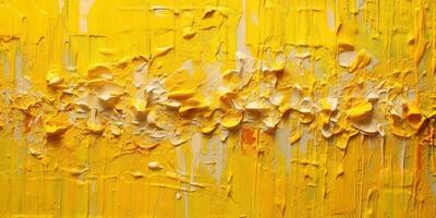 Generative AI, Yellow impasto abstract painting, textured color background photo