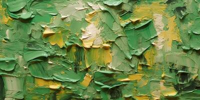 Generative AI, Green impasto abstract painting, textured color background photo