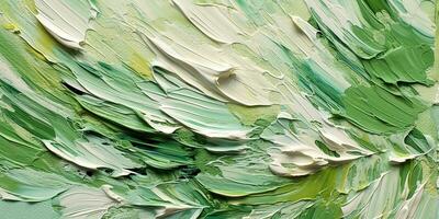 Generative AI, Green impasto abstract painting, textured color background photo