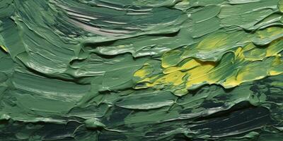 Generative AI, Green impasto abstract painting, textured color background photo