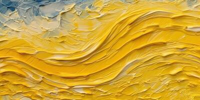 Generative AI, Yellow impasto abstract painting, textured color background photo