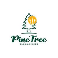 Pine Tree with Food logo design vector. Creative Pine Tree logo concepts template vector