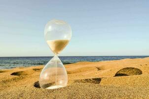 an hourglass on the beach photo