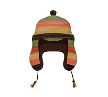 Knitted wooly hat isolated. Winter clothes. Flat vector illustration.