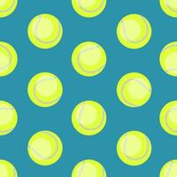 Seamless pattern with tennis balls in flat style on berquoise background. Background for tournament illustrations and sports applications. vector