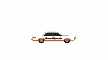 Vintage classic car riding line 2D object animation. Retro-styled vehicle driving flat color cartoon 4K video, alpha channel. Old fashioned automobile, nostalgic animated item on white background video