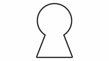 Keyhole shape line 2D object animation. Frame key hole simplicity flat color cartoon 4K video, alpha channel. Geometric shape. Private secure door keyhole animated item on white background video