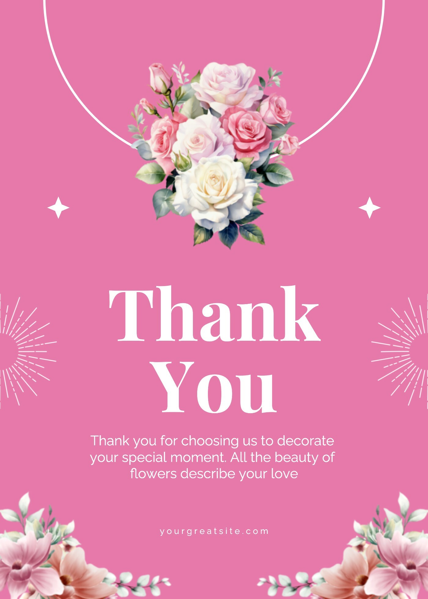 Pink minimalist floral greeting card