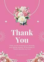 Pink minimalist floral greeting card template
