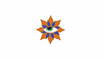 Esoteric eyeball flower line 2D object animation. Spirituality. Blossom mysterious imagination flat color cartoon 4K video, alpha channel. Fantasy hallucination animated item on white background video