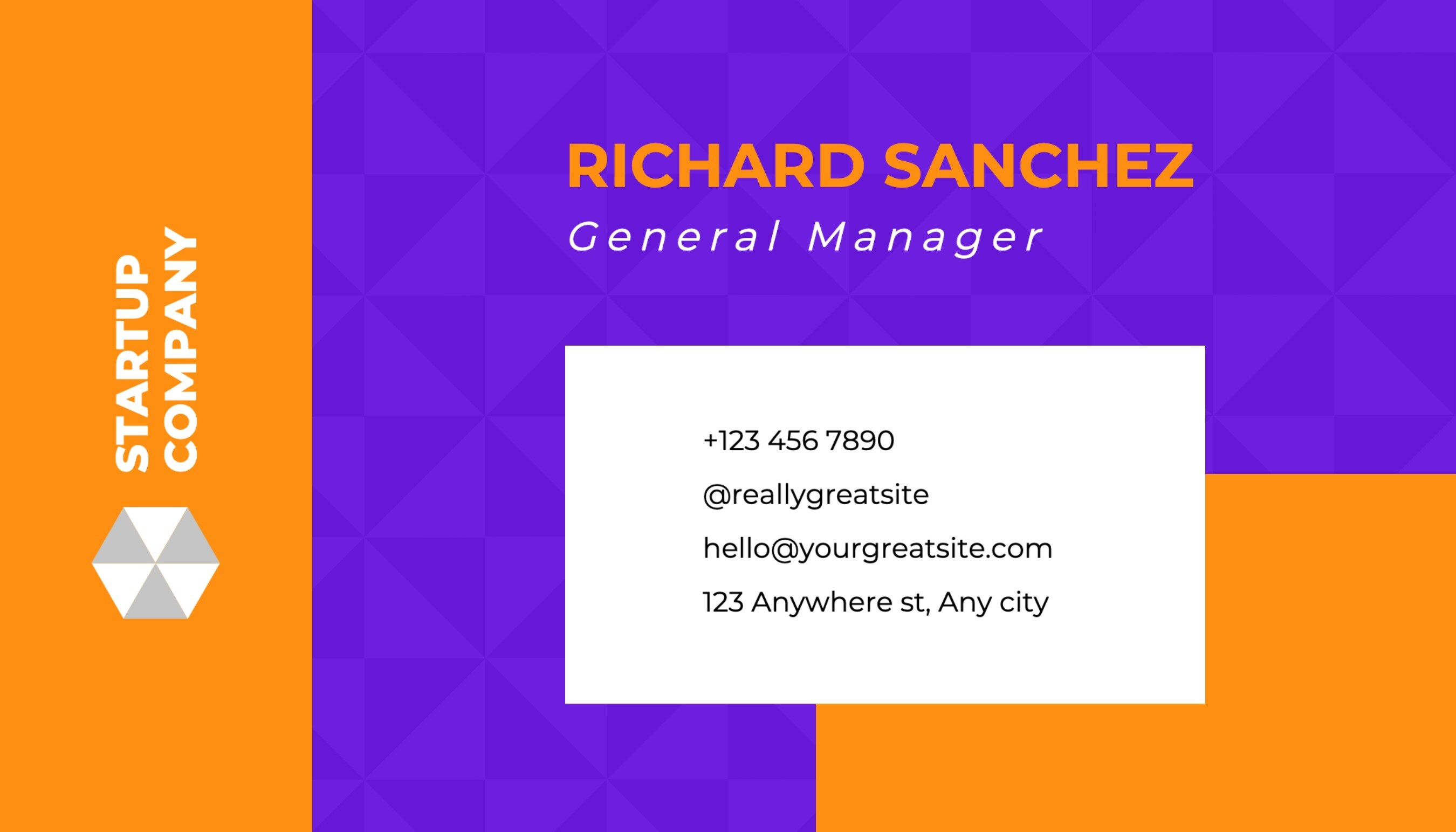 Orange purple modern business card