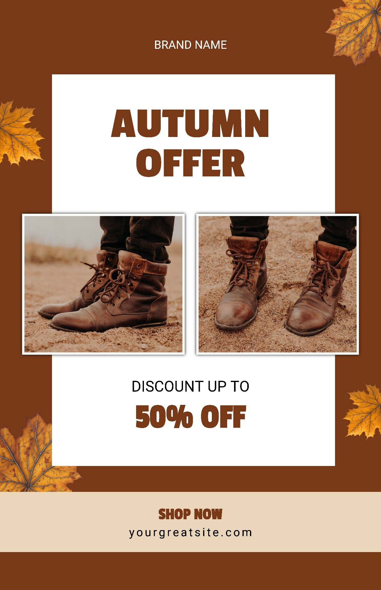 brown modern autumn offer poster