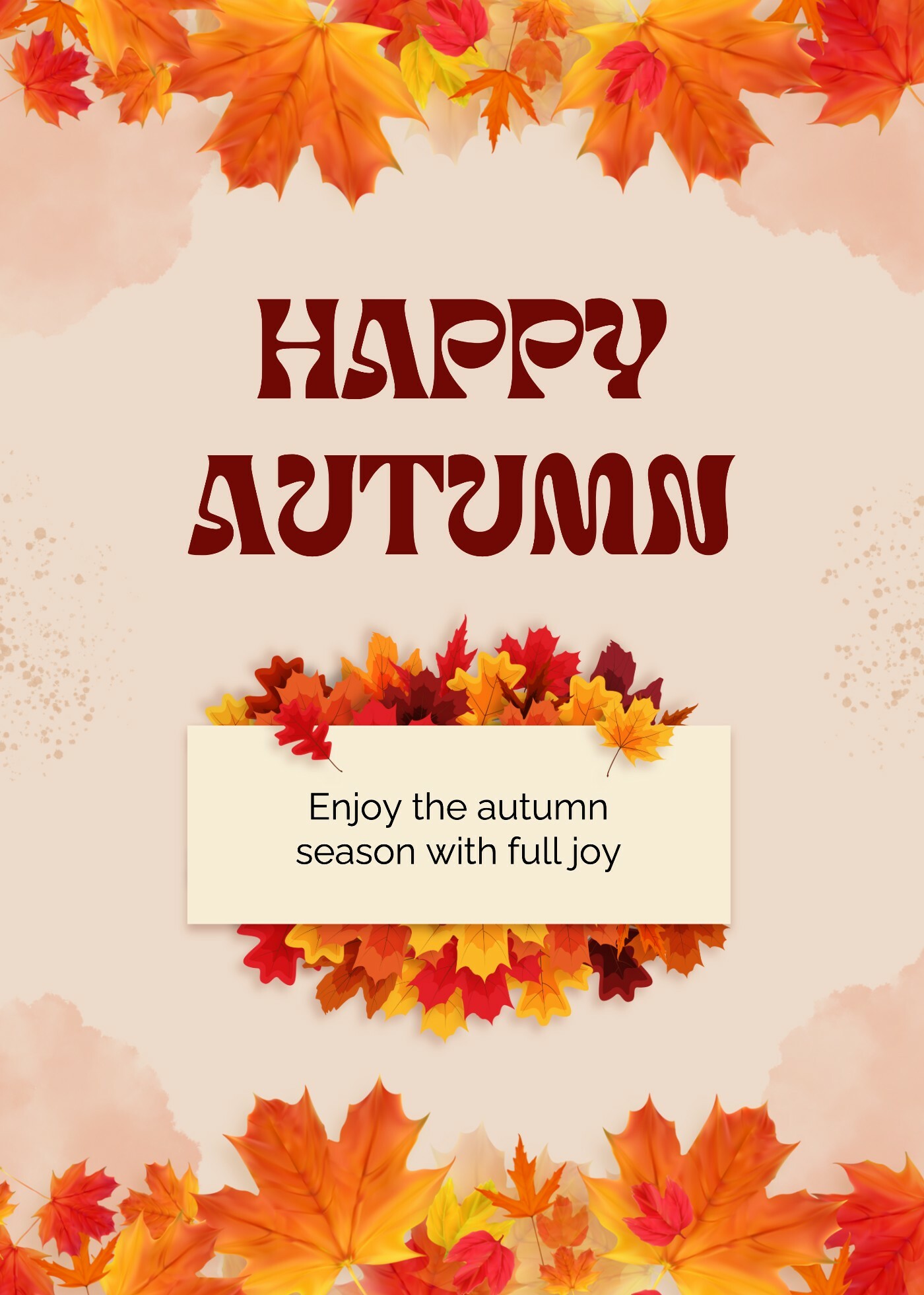 Brown minimalist happy autumn greeting card