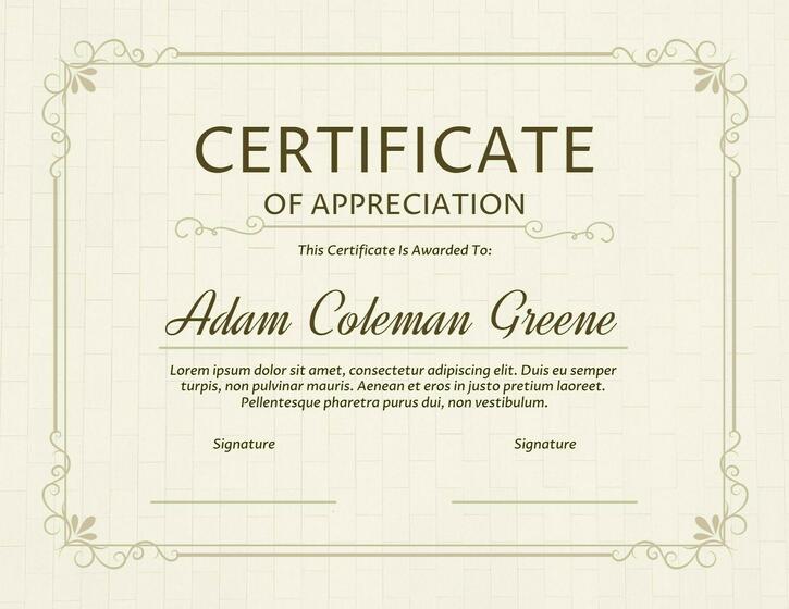 Floral Certificate of Appreciation