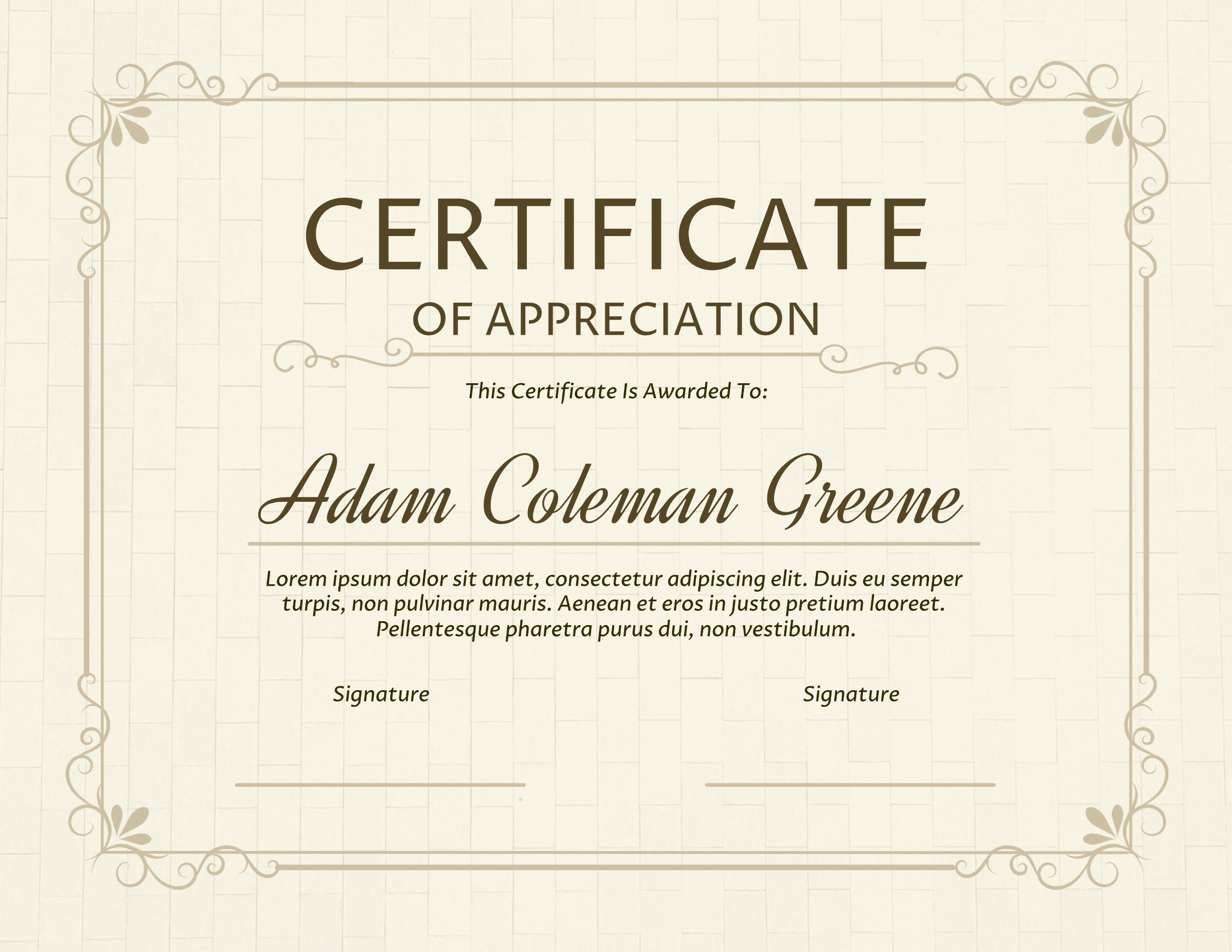 Floral Certificate of Appreciation