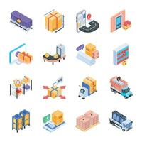 Modern Collection of Delivery Services Isometric Icon vector