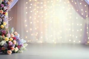 ai generado Boda arco con flores foto