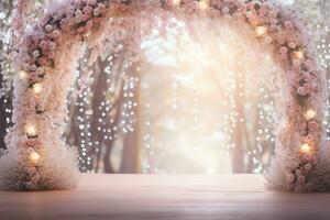 AI Generated Wedding Arch with Flowers photo